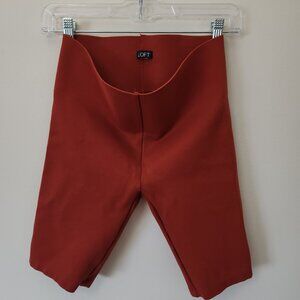 LOFT Shorts Women Biker Pants Red Orange Pull On High Rise Elastic Waist 27 In.